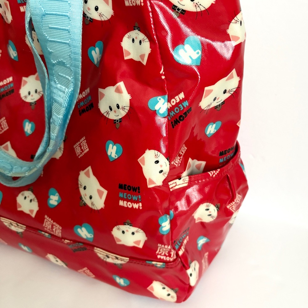 Harajuku Lovers Red Cats Tote Bag Gwen Stefani with Matching Zip Pouch Bag Charm - Picture 6 of 16